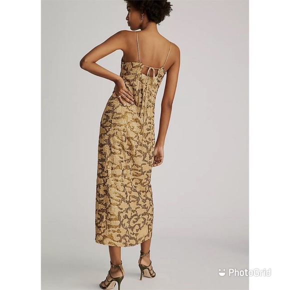 Anthropologie Gold Sequined Slip Midi Dress - NWT - Picture 7 of 13